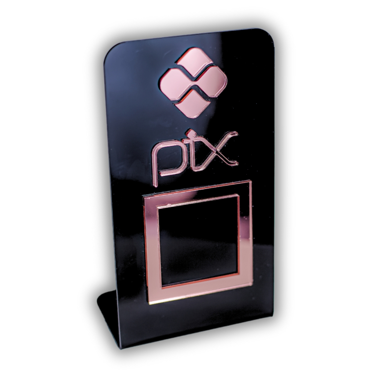 Expositor QR CODE PIX - Preto com Rosé