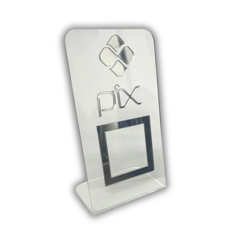 Expositor QR CODE PIX - Cristal com Prata 1