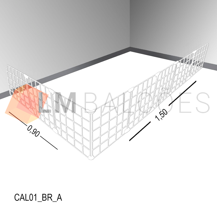 Cercadinho Aramado Branco Para Pet em L - 0,90 X 0,30 X 1,50m