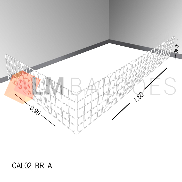 Cercadinho Aramado Branco Para Pet em L - 0,90 x 0,40 x 1,50m