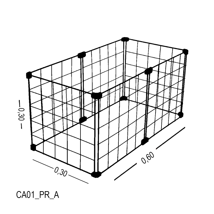 Cercadinho Aramado Preto Para Pet - 0,60 x 0,30 x 0,30m