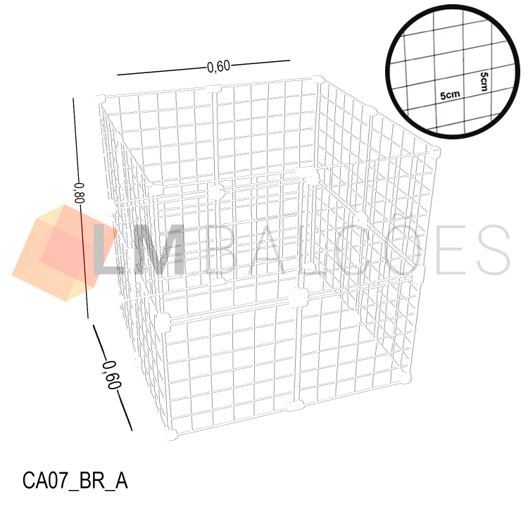 Cercadinho Para Porquinho Da Índia Tela Aramada 0,60 X 0,80 X 0,60 BRANCO 1