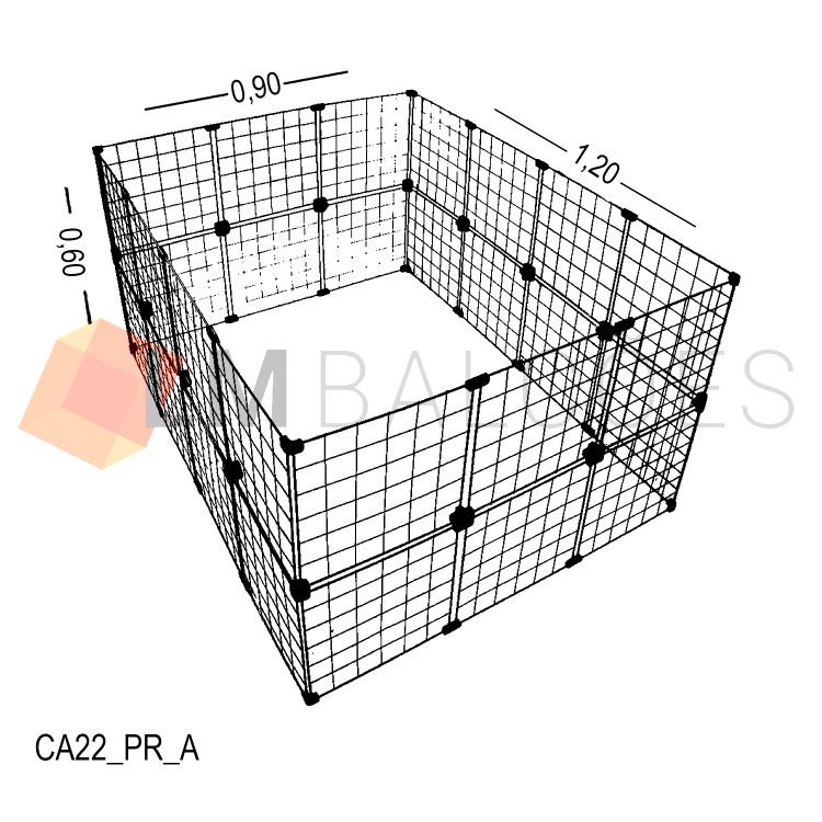 Cercadinho Para Animais Tela Aramada 1,20 X 0,60 X 0,90 1