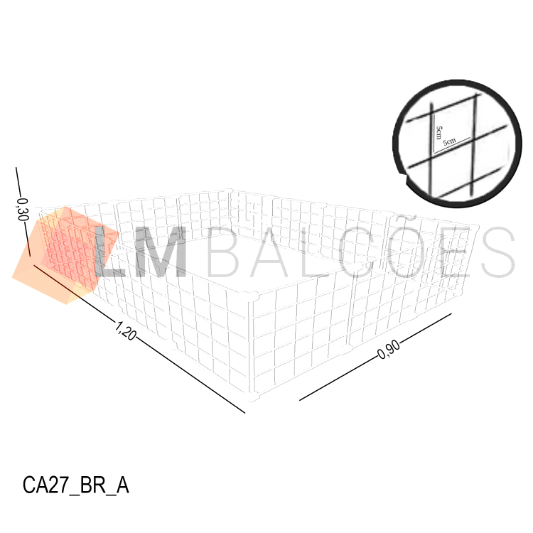 Cercadinho Para Porquinho Da Índia Tela Aramada 1,20 X 0,90 X 0,30 BRANCO 1