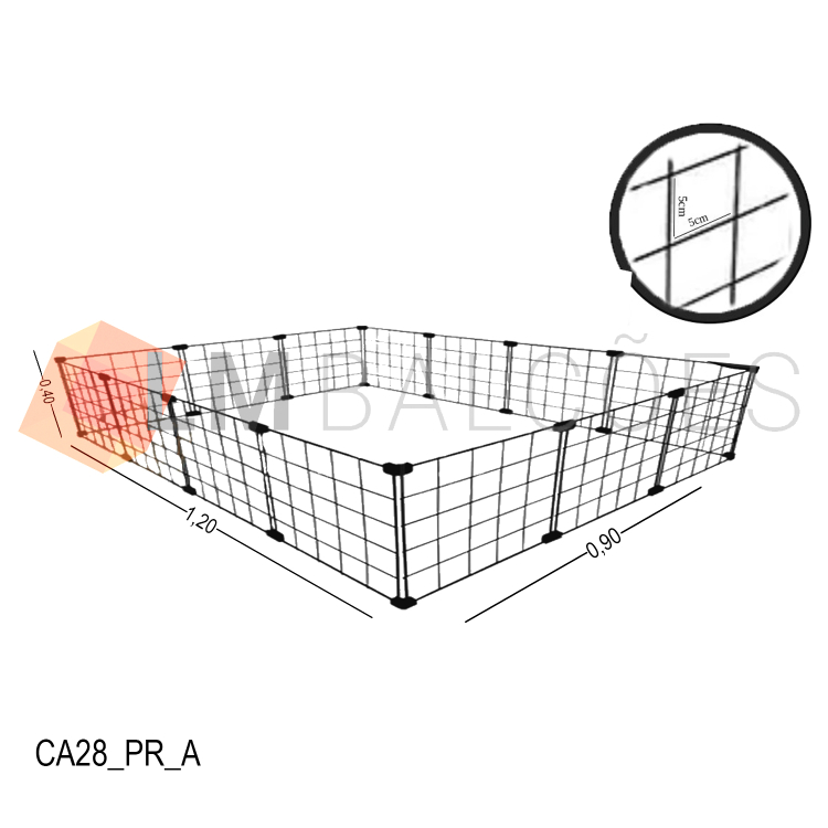 Cercadinho Para Porquinho Da Índia Tela Aramada 1,20 X 0,40 X 0,90 1