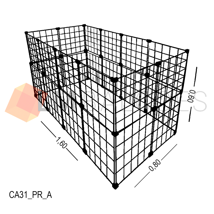 Cercadinho Para Animais Tela Aramada 1,60 X 0,60 X 0,80 1