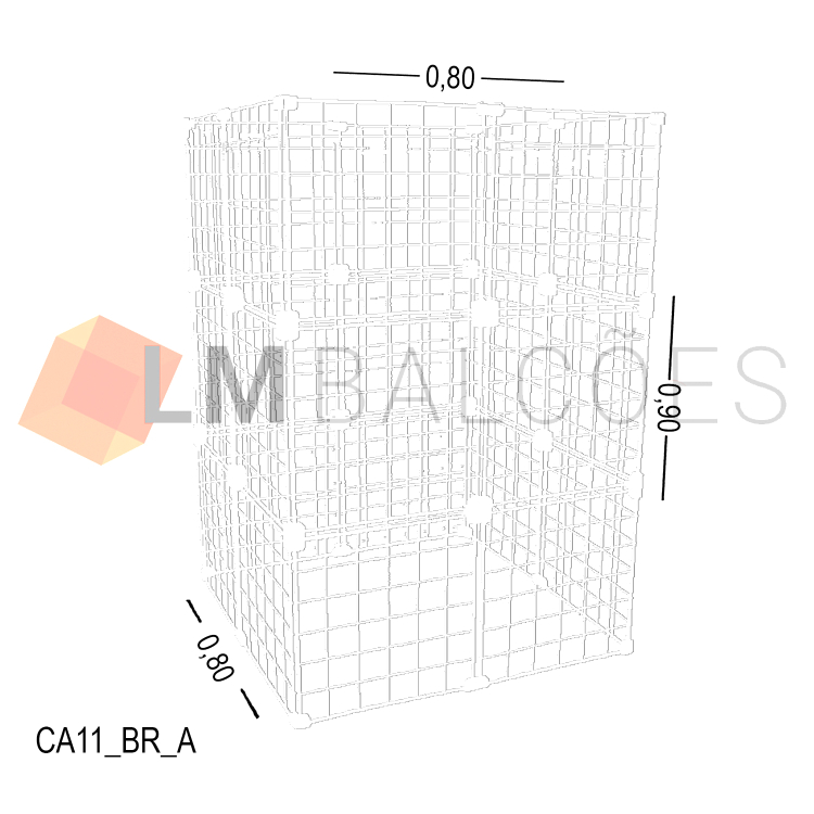 Cercadinho Para Animais Tela Aramada - 0,80 x 0,90 x 0,80 Branco 1