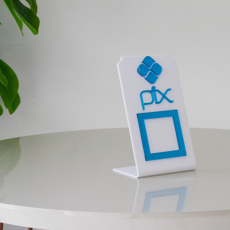 Expositor QR CODE PIX - Branco com Azul