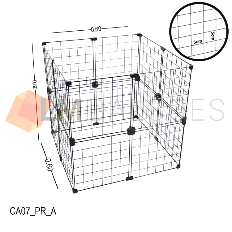 Cercadinho Aramado Preto Para Pet - 0,60 X 0,80 X 0,60m