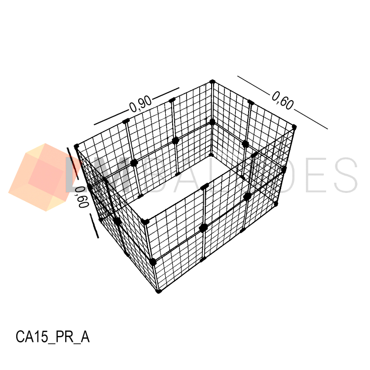 Cercadinho Para Animais Tela Aramada, PET .Roedores  0,90 X 0,60 X 0,60 1