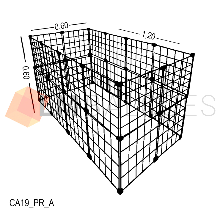 Cercadinho Aramado Preto Para Pet - 1,20 X 0,60 X 0,60m