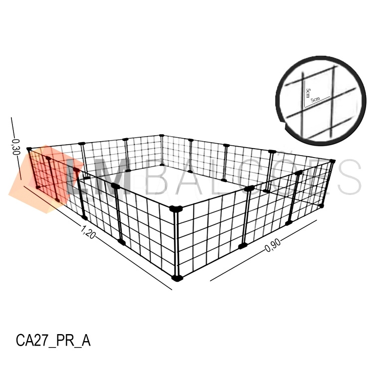 Cercadinho Para Porquinho Da Índia Tela Aramada ,Roedores e PET  1,20 X 0,30 X 0,90 1