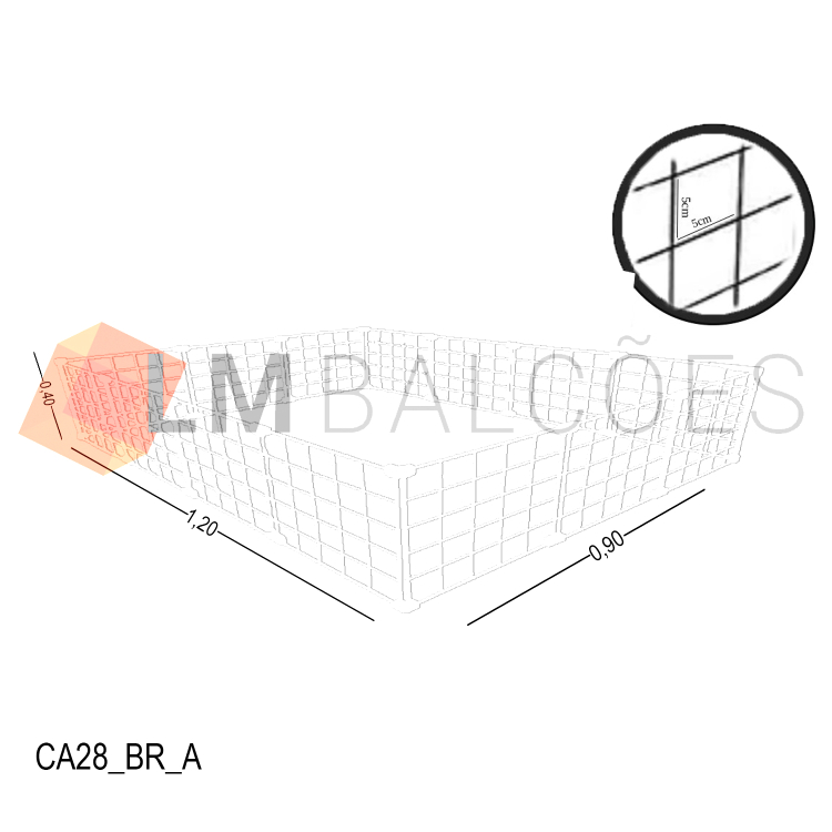 Cercadinho Para Porquinho Da Índia Tela Aramada 1,20 X 0,90 X 0,40 BRANCO 1