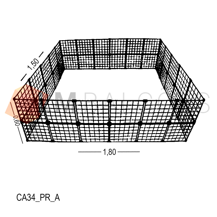 Cercadinho Para Pet Tela Aramada 1,80 X 0,60 X 1,50 1