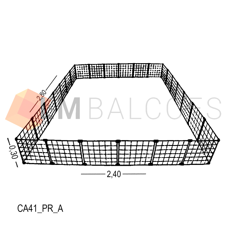 Cercadinho Aramado Preto Para Pet - 2,40 x 0,30 x 2,80m