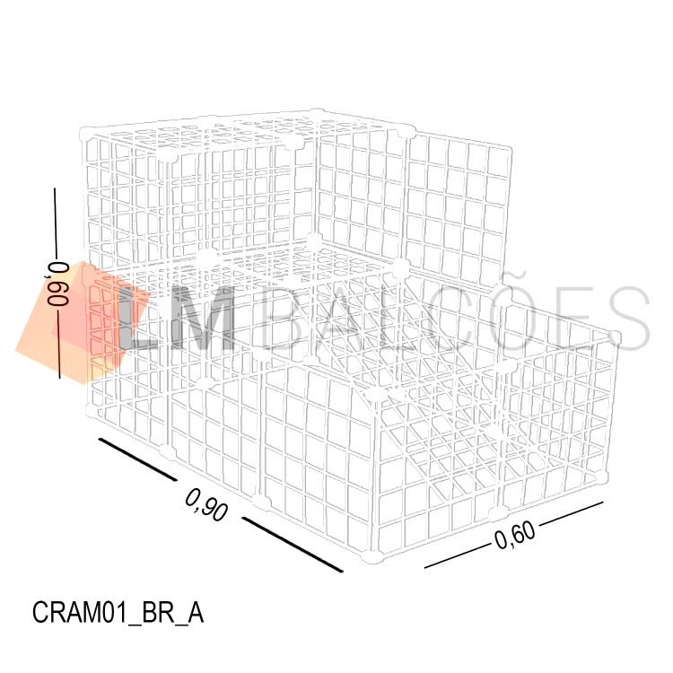 Cercadinho Aramado Branco com Teto e Rampa Para Pet - 0,90 x 0,60 x 0,60m 1
