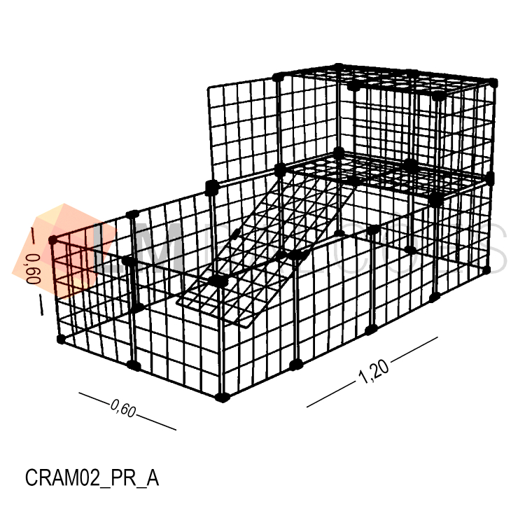 Cercadinho Aramado Preto com Teto e Rampa Para Pet - 1,20 X 0,60 X 0,60m 1