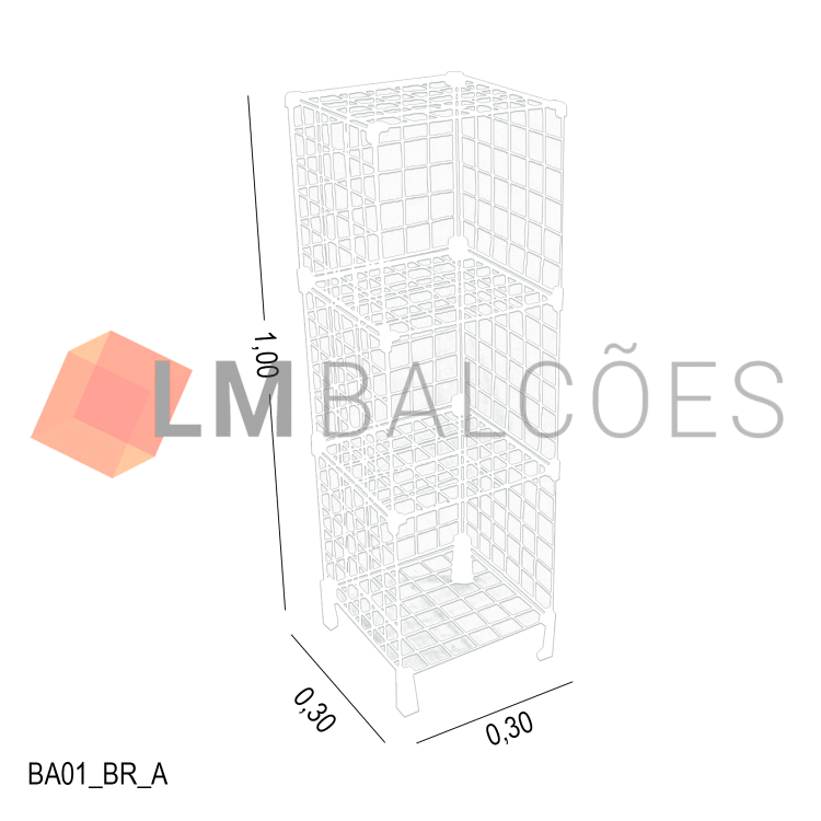 Balcão Aramado - 0,30 x 1,00 x 0,30 Branco 1