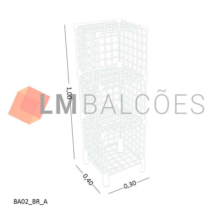 Balcão Aramado Branco - 0,30 x 1,00 x 0,40m 1