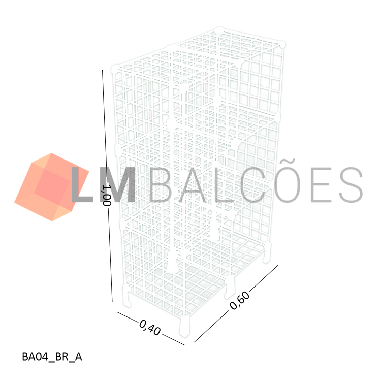 Balcão Aramado Branco - 0,60 x 1,00 x 0,40m 1