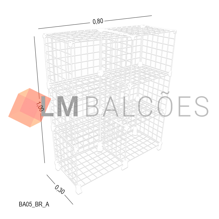 Balcão Aramado Branco - 0,80 x 1,00 x 0,30m 1