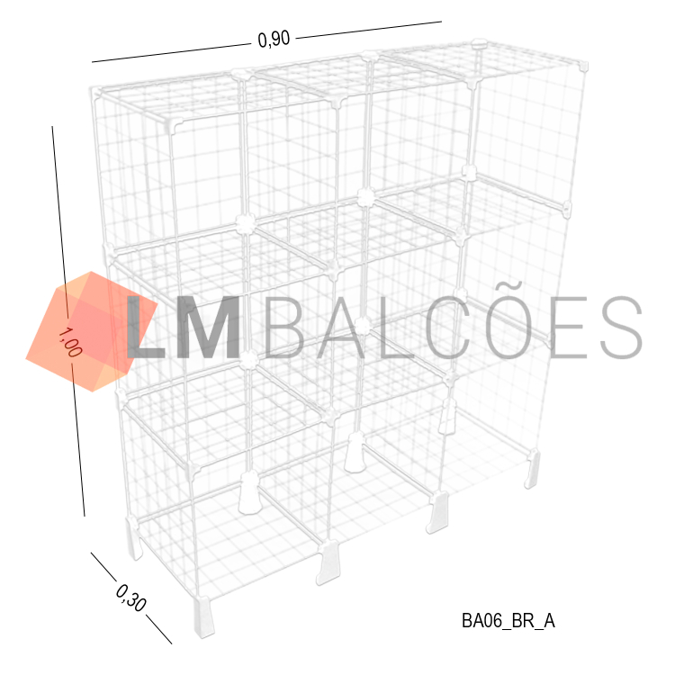 Balcão Aramado Branco - 0,90 x 1,00 x 0,30m 1