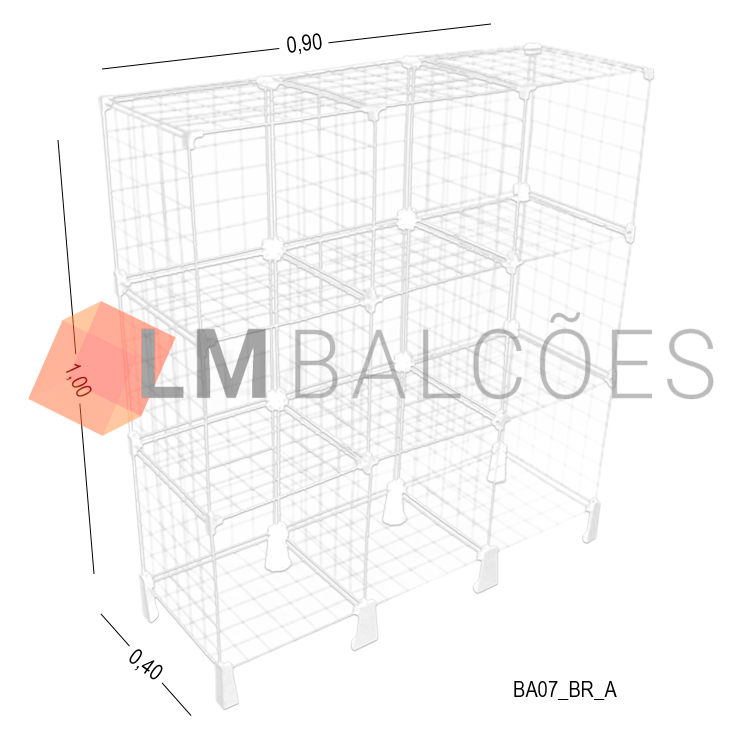 Balcao Aramado Branco - 0,90 x 1,00 x 0,40m 1
