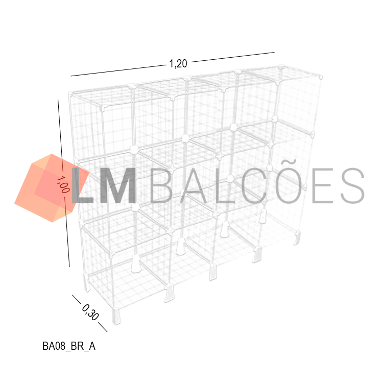 Balcão Aramado Branco - 1,20 X 1,00 X 0,30m 1