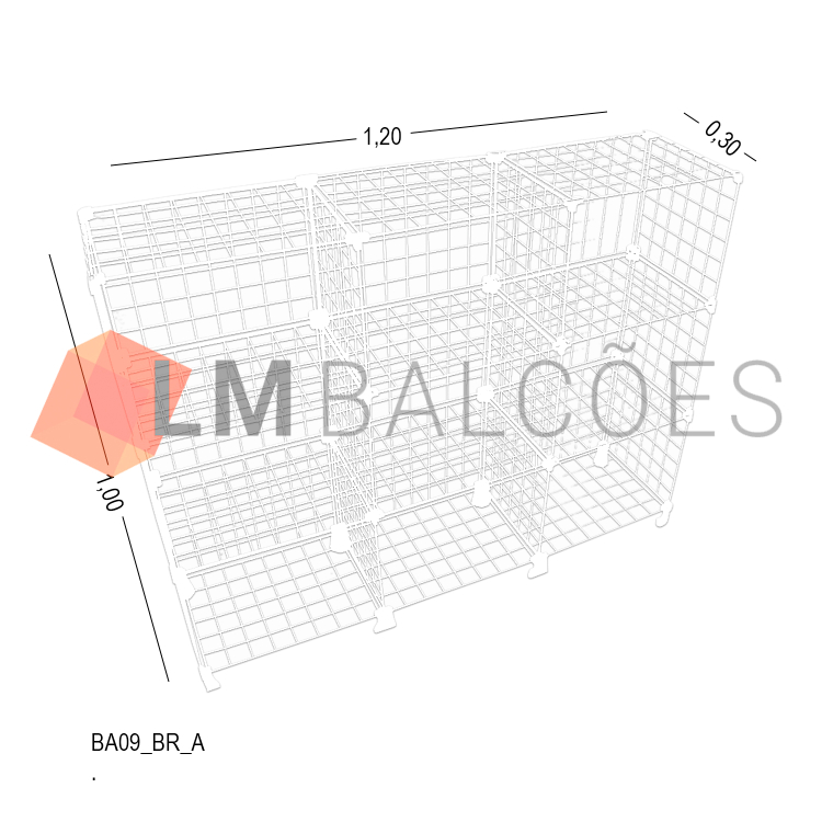 Balcão Aramado Branco MOD 40 - 1,20 x 1,00 x 0,30m 1