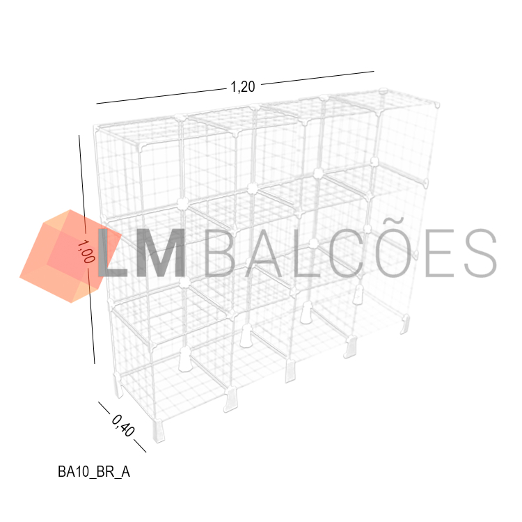 Balcão Aramado Branco - 1,20 x 1,00 x 0,40m 1
