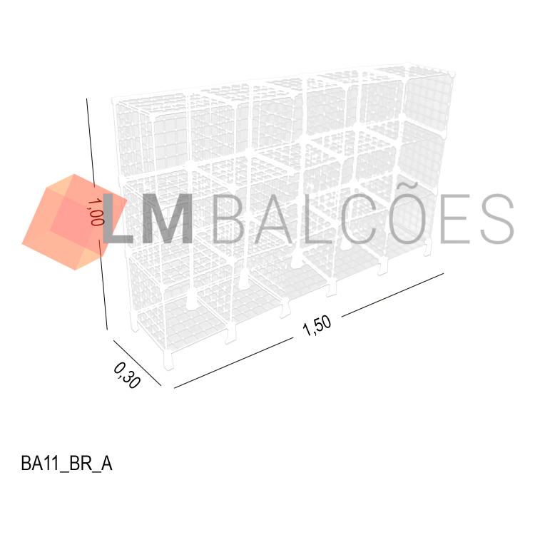 Balcão Aramado Branco - 1.50 x 1.00 x 0.30m 1