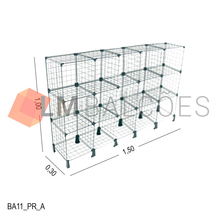 Balcão De Tela Aramado 1.50 X 1.00 X 0.30m 1