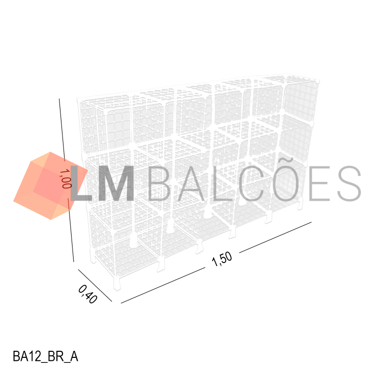 Balcão Aramado Branco - 1,50 x 1,00 x 0,40m 1