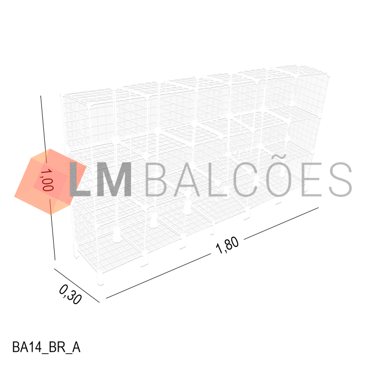 Balcão Aramado Branco - 1,80 X 1,00 X 0,30m 1