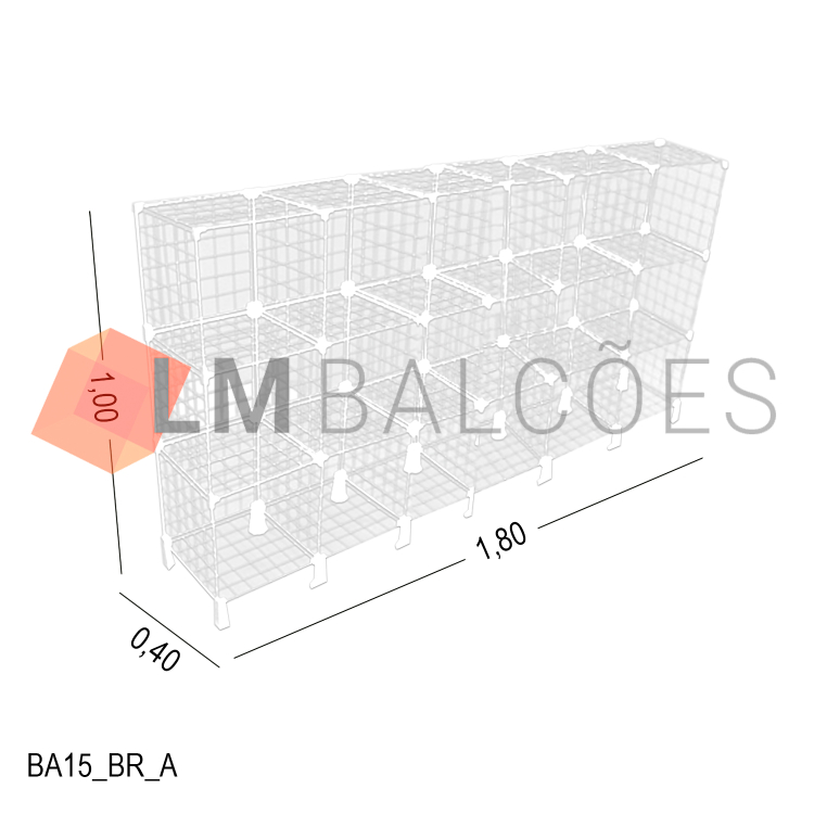 Balcão Aramado Branco - 1,80 x 1,00 x 0,40m 1