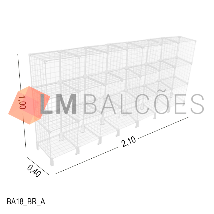 Balcão Aramado Branco - 2,10 x 1,00 x 0,40m 1