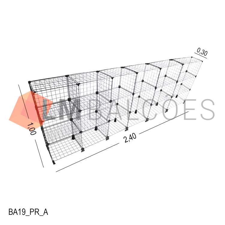 Balcão Aramado - 2,40 x 1,00 x 0,30 MOD 40 CM 1