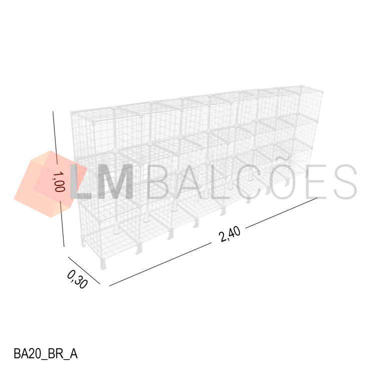 Balcão Aramado Branco - 2,40 x 1,00 x 0,30m 1