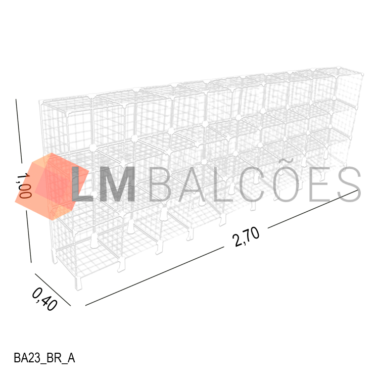 Balcão Aramado Branco - 2,70 x 1,00 x 0,40m 1