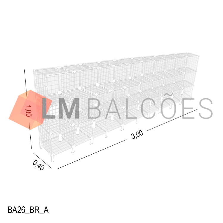 Balcão Aramado Branco - 3,00 x 1,00 x 0,40m 1