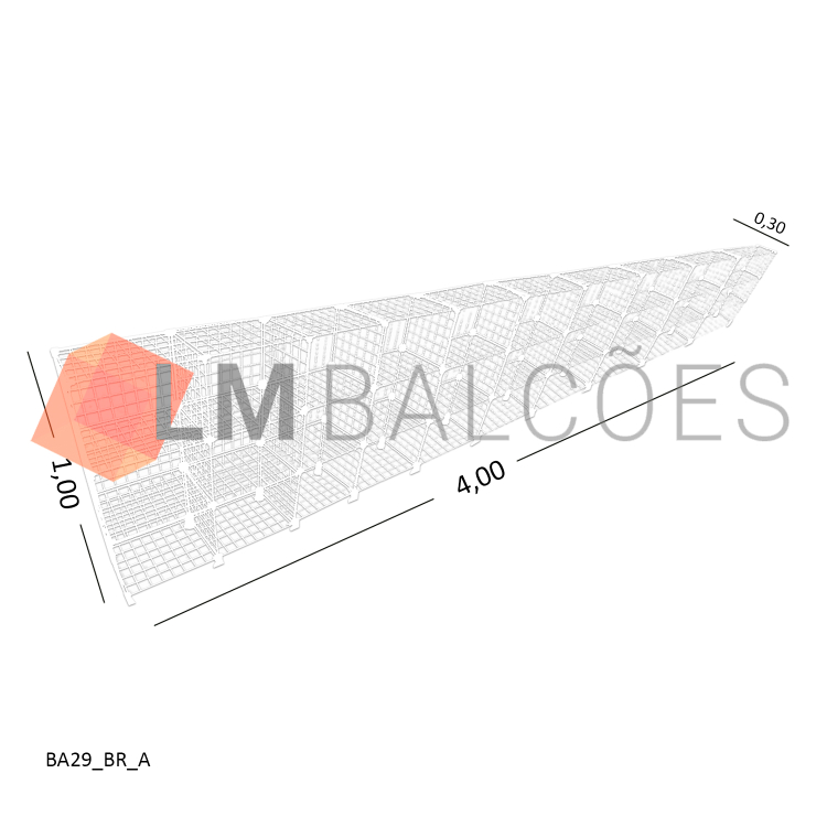 Balcão Aramado Branco MOD 40 - 4,00  x 1,00 x 0,30m 1