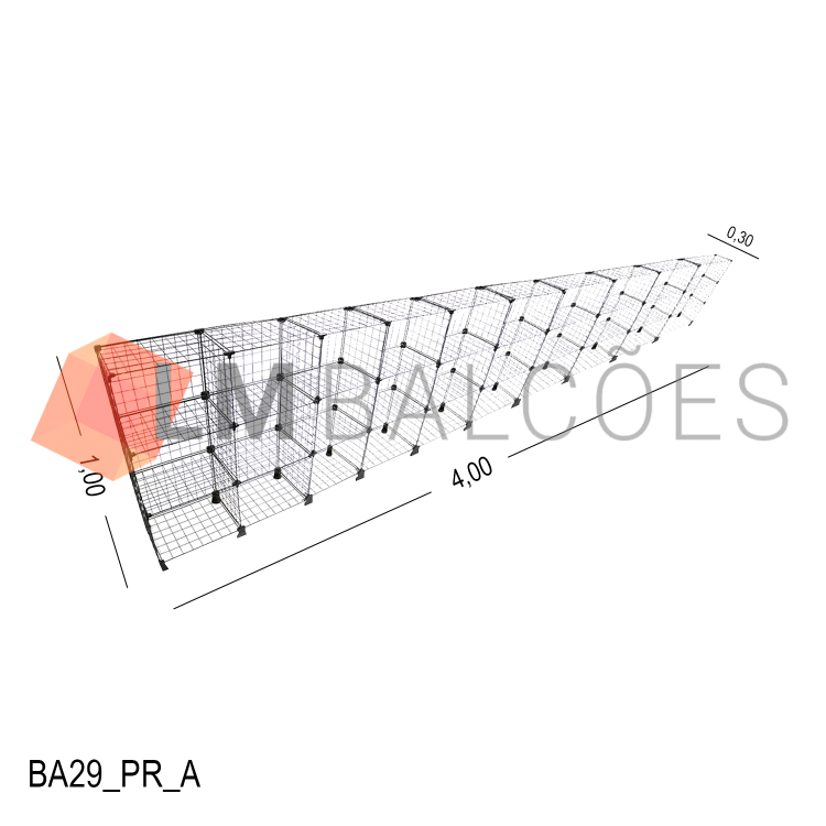Balcão Aramado - 4,00  x 1,00 x 0,30 1