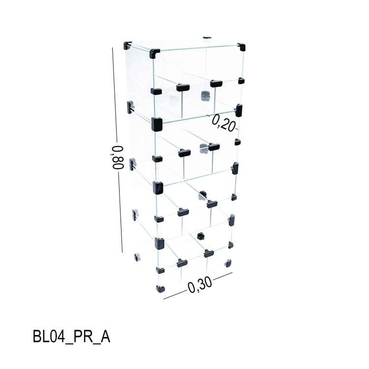 Baleiro De Vidro Expositor - 0,30 x 0,80 x 0,20 M 1
