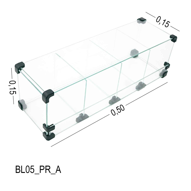 Baleiro Expositor Preto de Vidro - 0,50 x 0,15 x 0,15m 1