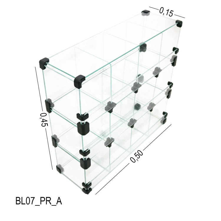 Baleiro Expositor Preto de Vidro - 0,50 x 0,45 x 0,15m 1