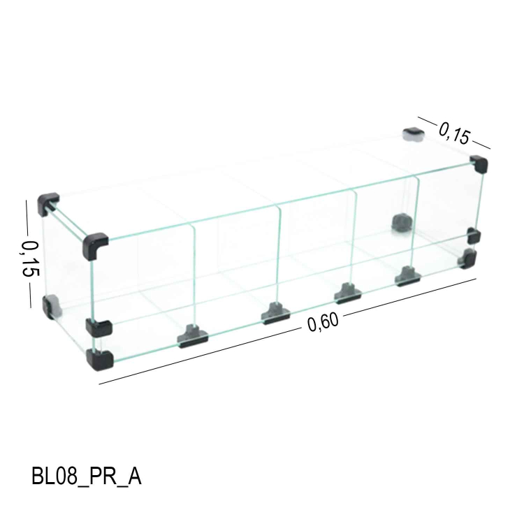 Baleiro Expositor Preto de Vidro - 0,60 x 0,15 x 0,15m 1