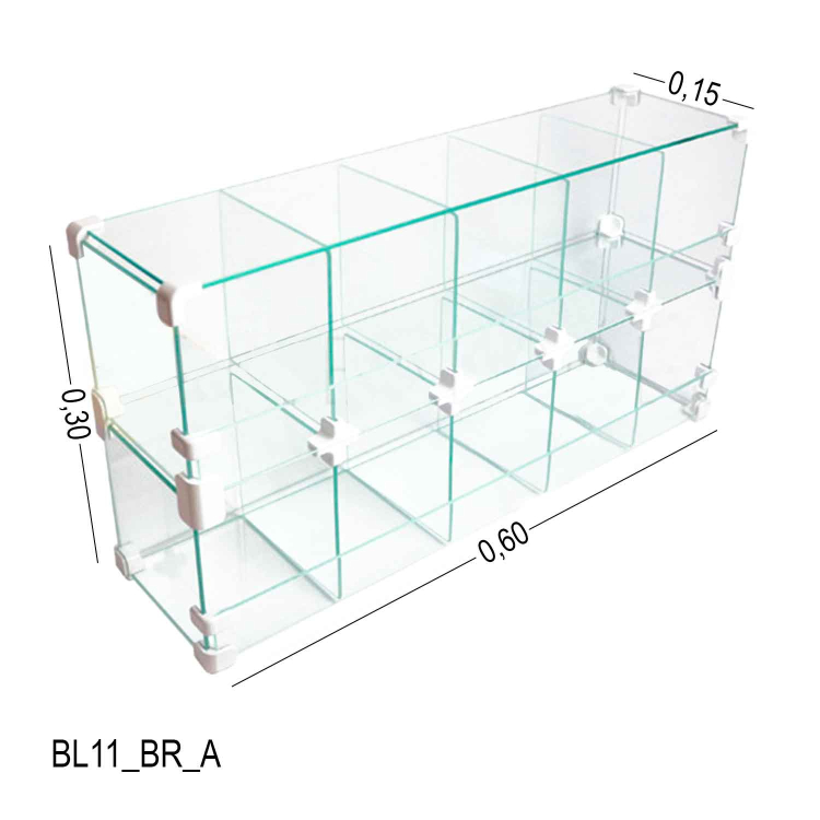 Baleiro Expositor Branco de Vidro - 0,60 x 0,30 x 0,15m 1
