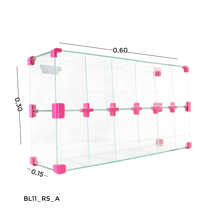 Baleiro de Vidro 0,60 x 0,30 x 0,15 - c/ Conectvios Rosas 1