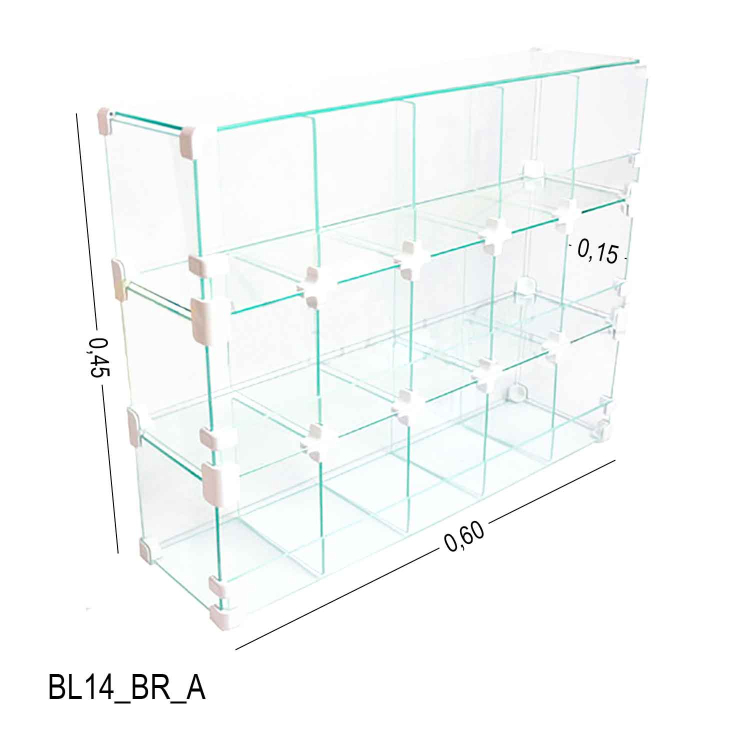 Baleiro Expositor Branco de Vidro - 0,60 x 0,45 x 0,15m 1