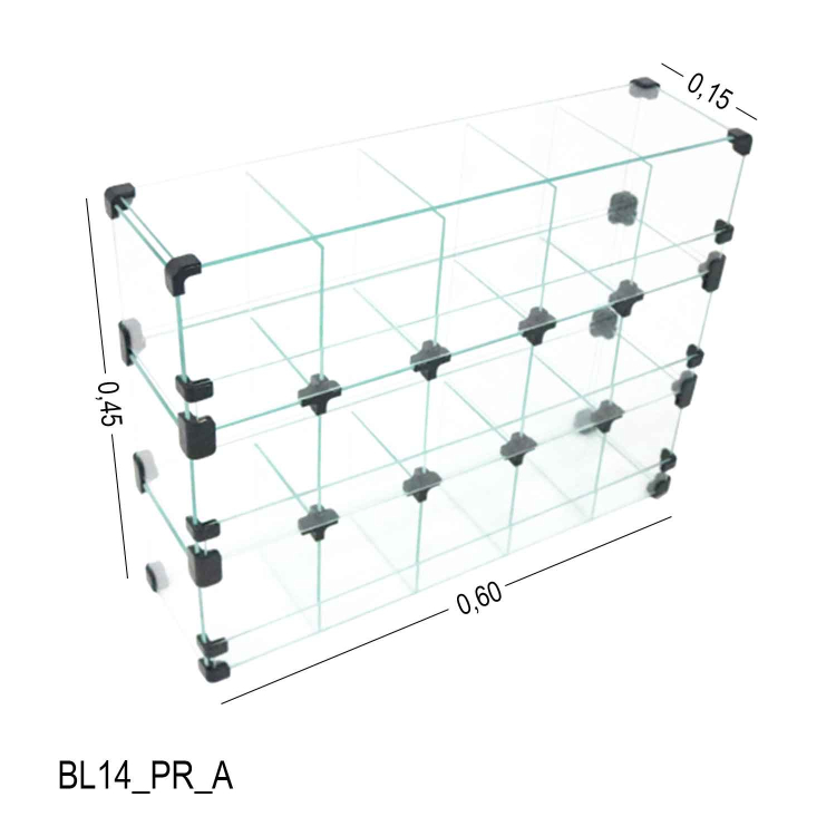 Baleiro Expositor Preto de Vidro - 0,60 x 0,45 x 0,15m 1